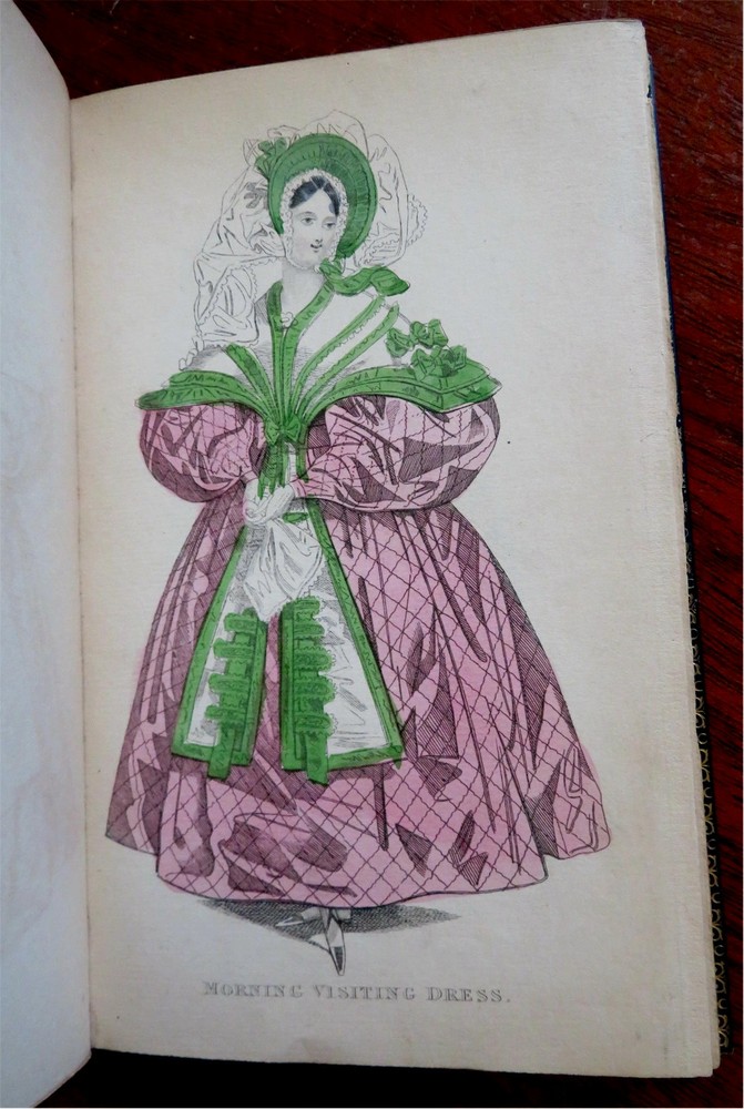 Women’s Fashion Dress c. 1830-40 Evening & Morning book w/ 65 hand color plates