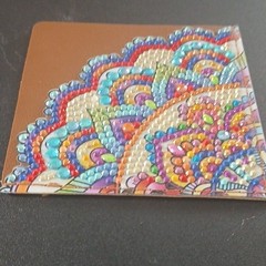 Corner Bookmark Triangle Rhinestone Abstract Pattern Multicolor Brown