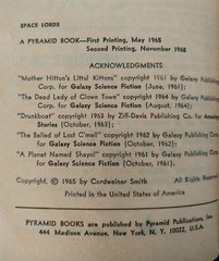 Cordwainer Smith – Space Lords – Pyramid Books Second Printing 1968