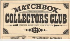 “MATCHBOX” COLLECTORS CLUB NEWSLETTER 9.1 (Lindsey, Volume 9, No.1,Spr, 1974)