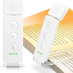 12 LED Rechargeable Book Light, Clip-on Reading Light with 5 Colors & 5