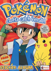 1999 Topps Merlin Pokemon Sticker Album Book Ash Ketchum & Pikachu w/ Poster!