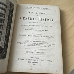 New Manual of General History, Ancient and Modern Civ. John Anderson, 1881 HC