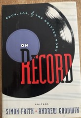 On Record 1990 1st Edition Pantheon HC Firth & Goodwin Dust Jacket Music Studies