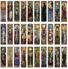 30 PC Bookmark Set Stained Glass Mystical Wizard 1.5″ x 6″ New Free Ship S174