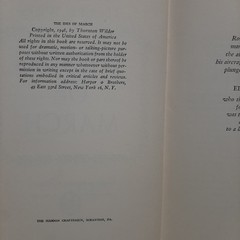 The Ides of March Thornton Wilder 1948 Harper Fiction