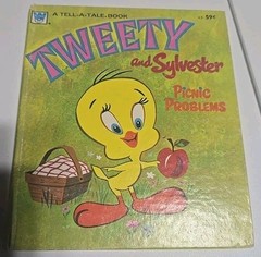 Vintage Whitman Tweety And Sylvester Picnic Problems Hardcover Book Looney Tunes