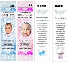 (5) PERSONALIZED INFANT LAMINATED MEMORIAL BOOKMARK BABIES 8.25 X 2.1 in.