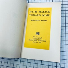 WITH MALICE TOWARD SOME Margaret Halsey 1938 Illustrated Peggy Bacon