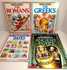 Lot of 4 USBORNE Illustrated World History Books – Greeks, Romans, Ancient Egypt