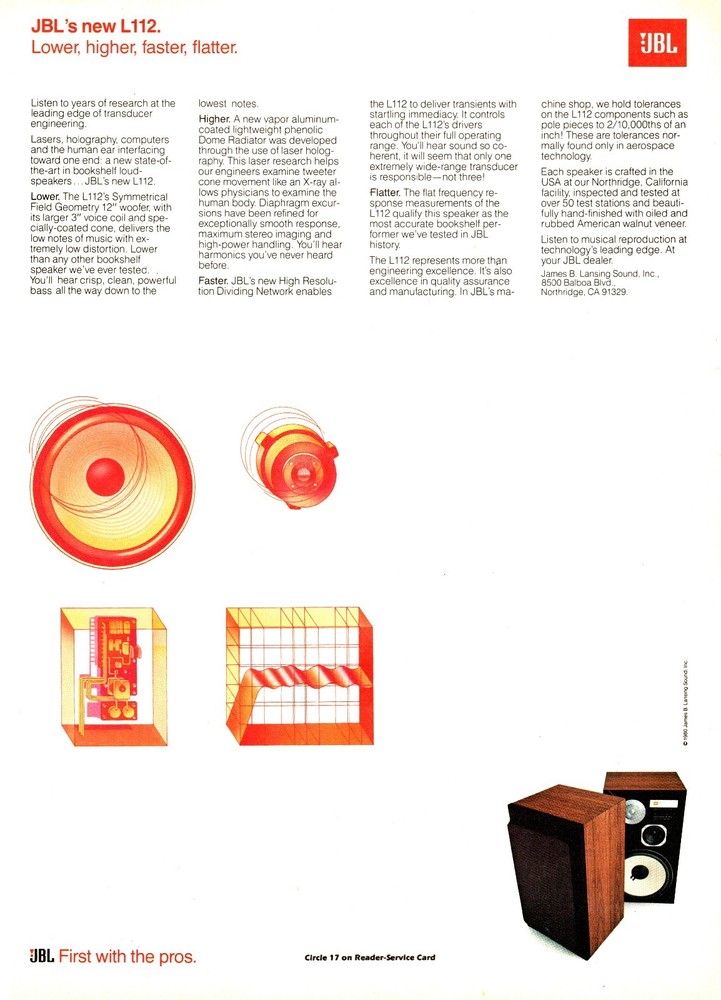 JBL – L112 Speaker – Original Magazine Ad –
