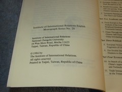 MAINLAND CHINA/CHINA & EUROPE IN 20TH CENTURY (2) by Yu-Ming Shaw 1986 SC J024