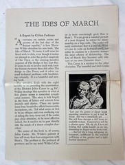 The Ides of March by Thornton Wilder, Hardcover, Dust Jacket, Book Club Edition