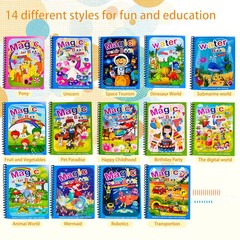 14 Pack Water Coloring Books,Water Doodle Book Toys,Reusable Water Painting Book