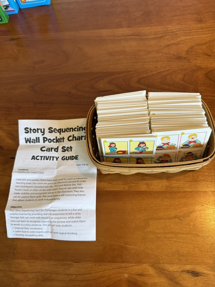 Story Sequencing Wall Pocket Chart Card Set organized in Longaberger basket