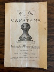 1877 AMERICAN SHIP WINDLASS Co. PRICE LIST CAPSTANS Providence RI TRADE CATALOG