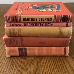 Lot Of 5 Orange Shades Vintage Books Staging Decor Display Hardcover