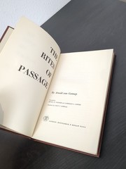 The Rites of Passage – Arnold van Gennep 1st Edition 1920 2nd Print