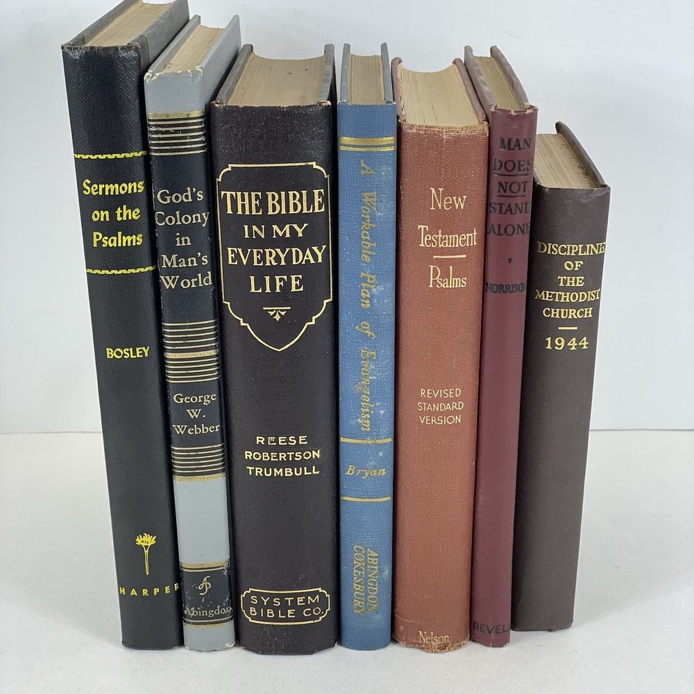 Lot of 7 Vintage Pastors Library Theology Books Christian Decorative 1900s