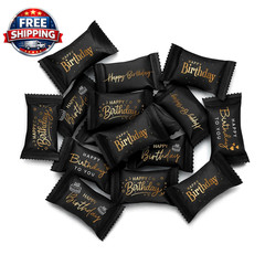 Happy Birthday Buttermints Candy 100 Count 13 Oz. Black and Gold Individually Wr