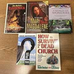 5 Doug Batchelor books/Richest Caveman, World of Wonders, Mary Magdalene +2more
