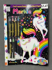 VTG Lisa Frank Markie Bright Idea Coloring Book & Crayons Dalmatian Press 2003