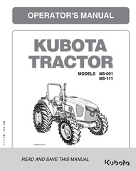 Kubota M5-091 M5-111 Operator’s Manual: 144 Pages & Coil Bound