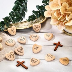 Inspirational Wooden Heart Tokens – Bulk Christian Gifts