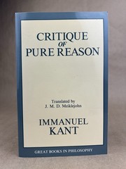 Critique of Pure Reason; Immanuel Kant, Prometheus, 1990, TPB, Meiklejohn