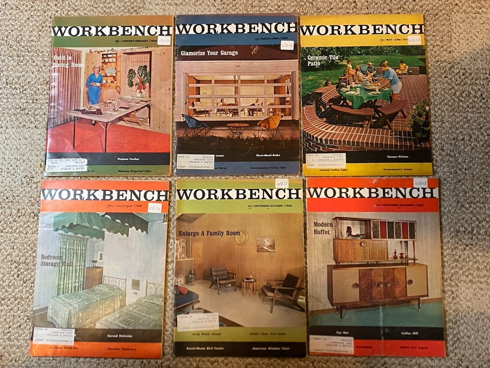 Lot of 6 Vintage 1964 Workbench Bimonthly Magazines In Binder