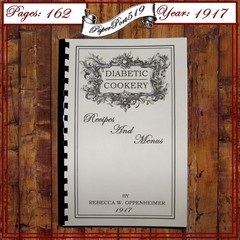 1917 Diabetic Cookery Vintage Cook Book 162 Pages
