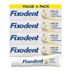 Fixodent Pure Strength Secure Denture Adhesive 2.4oz (Pack of 4), White