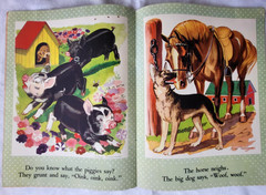 Vtg 1943 MY FIRST BOOK OF ANIMAL PICTURES Merrill Linen-Like Easter Bunny Lamb