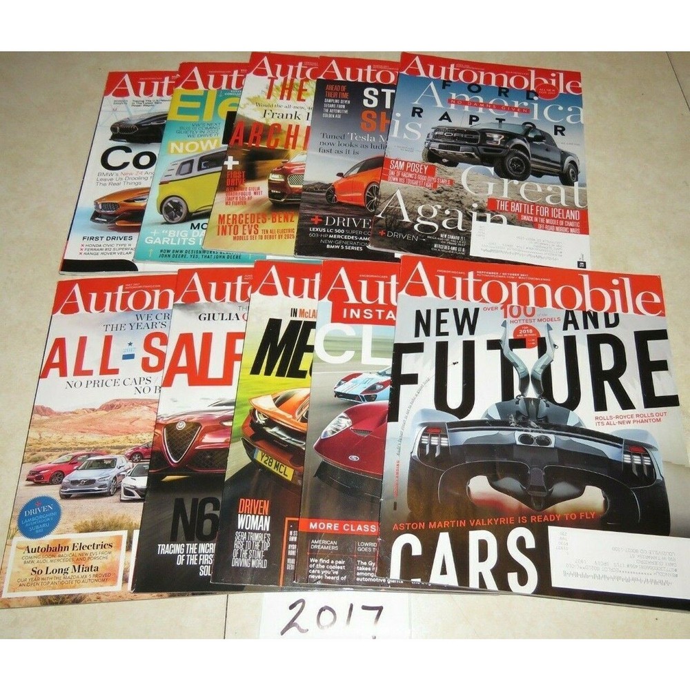 Automobile Magazine 2017 Lot of 10 Issues Full Year By Motortrend Group Car