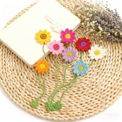 8 Pack Flower Crochet Bookmarks,Handmade Knitted Daisy Sunflower Multicolor