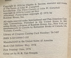 Vintage Paperback: Best of John W. Campbell – 1st Printing – 1976
