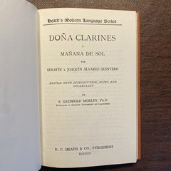 Antique 1915 Copyright Hardcover Book Quinteros’ Dona Clarines (In Spanish)