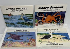 4 OBX NC Kids Books Suzanne Tate Nature Series Ocean Birds Octopus Rays Seagulls