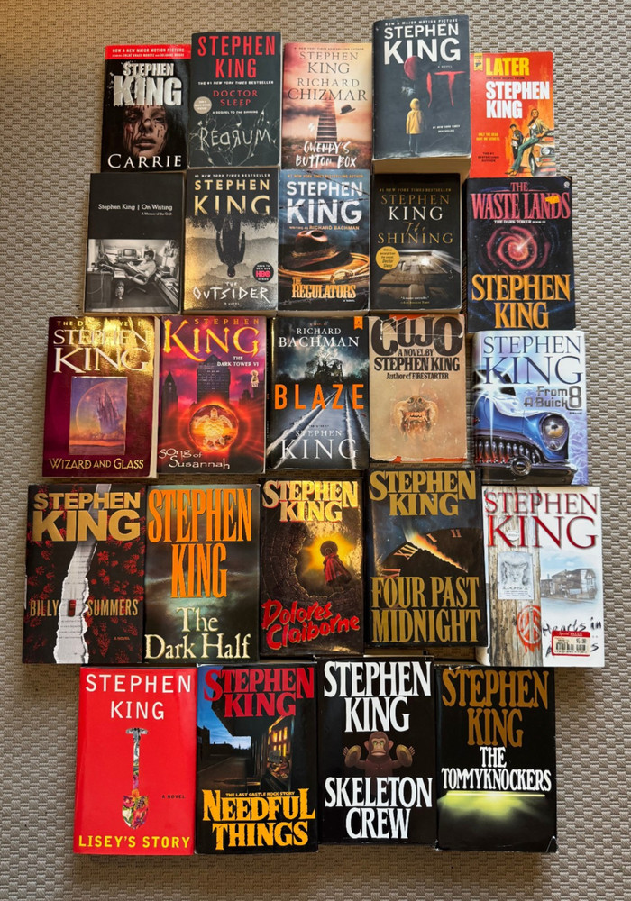 Large Stephen King Lot 24 Books HCDJ It Richard Bachman Cujo Carrie