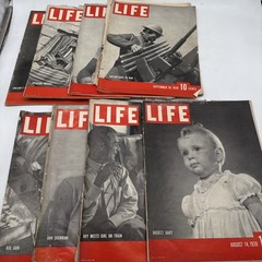 LIFE Magazine 1939 & 1945 Lot of 8 – WWII, Ads, Ann Sheridan, Alice Marble