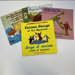 Lot of 4 Bilingual Spanish English Children Book Curious George Berenstain Bears