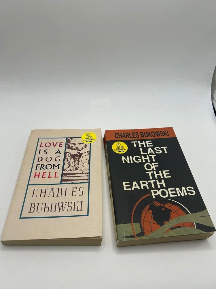 Charles Bukowski Poetry 2 Book Lot Love Is a Dog From Hell Last Night Earth