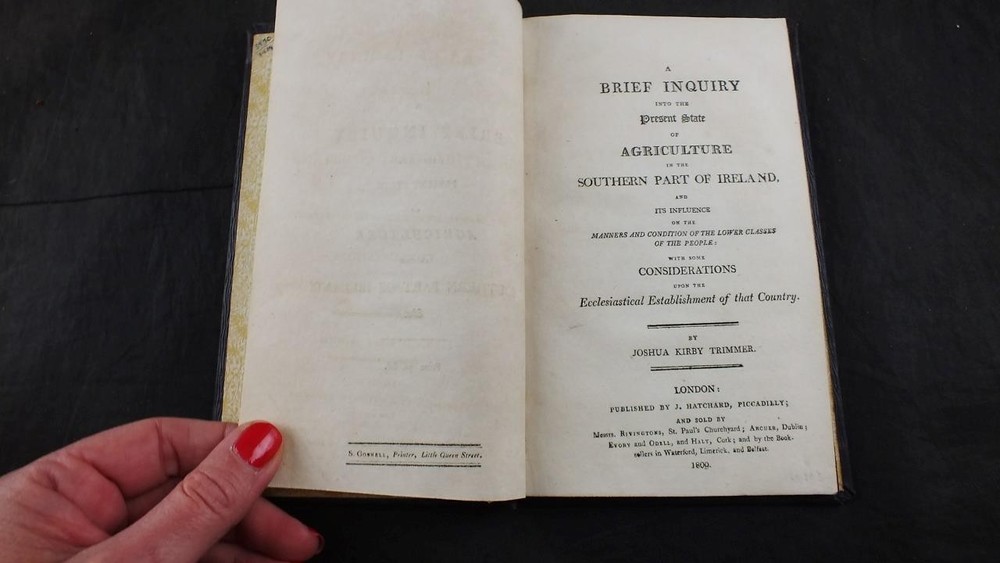 1809 TRIMMER, INQUIRY INTO STATE OF AGRICULTURE SOUTHERN PART IRELAND, HATCHARD