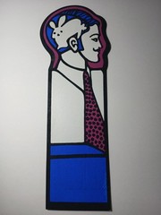 Old Vintage 1970s Psychedelic Bookmark Abstract Modern Art Man Tie Rabbit Brain