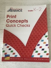 Benchmark Advance – Print Concepts Quick Checks K-2