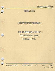 Historical book Sergeant York, Transportability Guidance for Gun ADA SP, 40MM