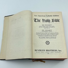 1950 New American Catholic Edition Holy Bible Benziger Brothers 8×6 Hardcover