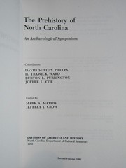 2000 Mathis THE PREHISTORY OF NORTH CAROLINA Archeology HIstory Indian Artifacts