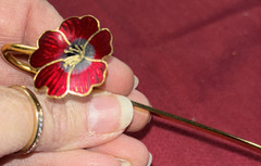 VINTAGE Gold Tone Enamel Floral Bible Book Mark 5.75” Red Gray Made in Taiwan