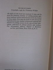 The Ides Of March by Thorton Wilder 1948 Hardcover